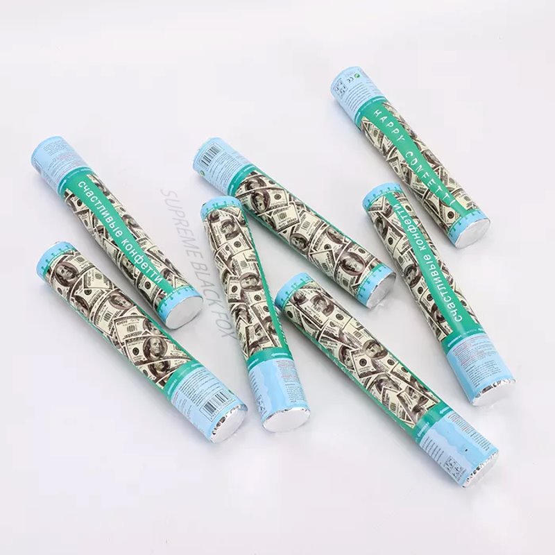Money Confetti Cannon (8 Pack) - Large Cannons $100 Bills Cash Party Poppers Blaster Business Promotion New Years Eve Wedding Celebrations Birthday