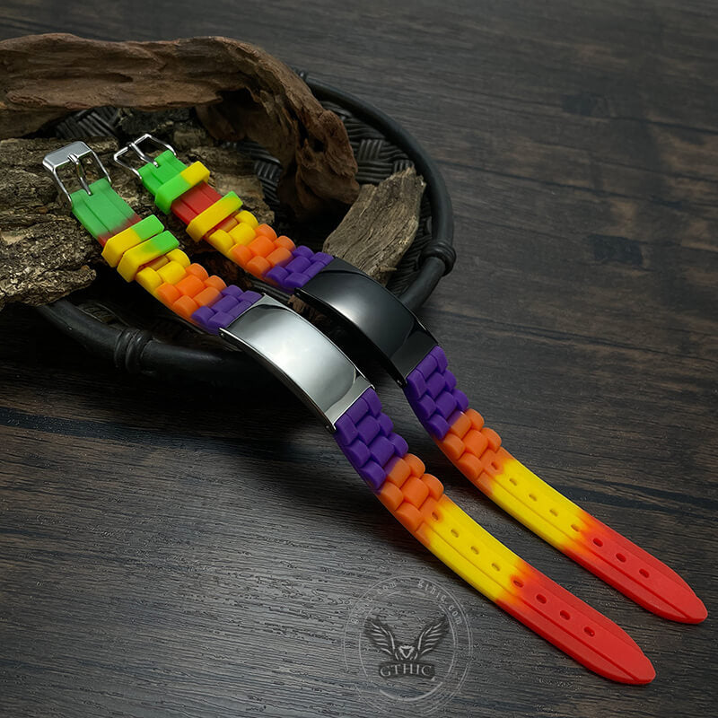Multicolored Silicone Adjustable Bracelet