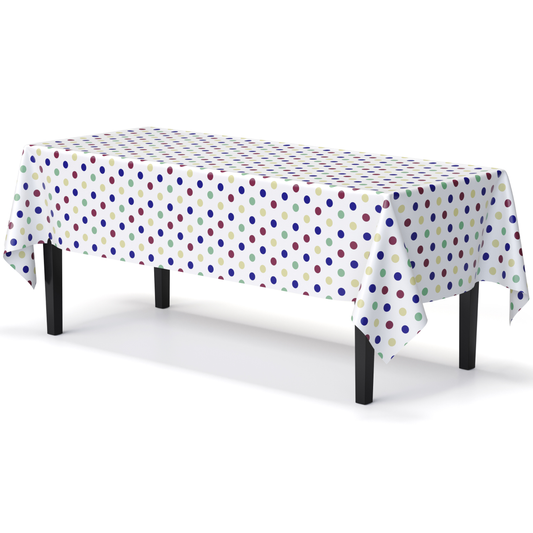 Multi Colored Polka Dot Plastic Table Covers | 12 Pack