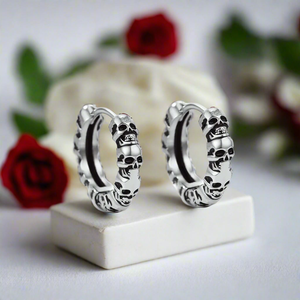 Multiple Skull Gothic Unisex Hoop Earrings