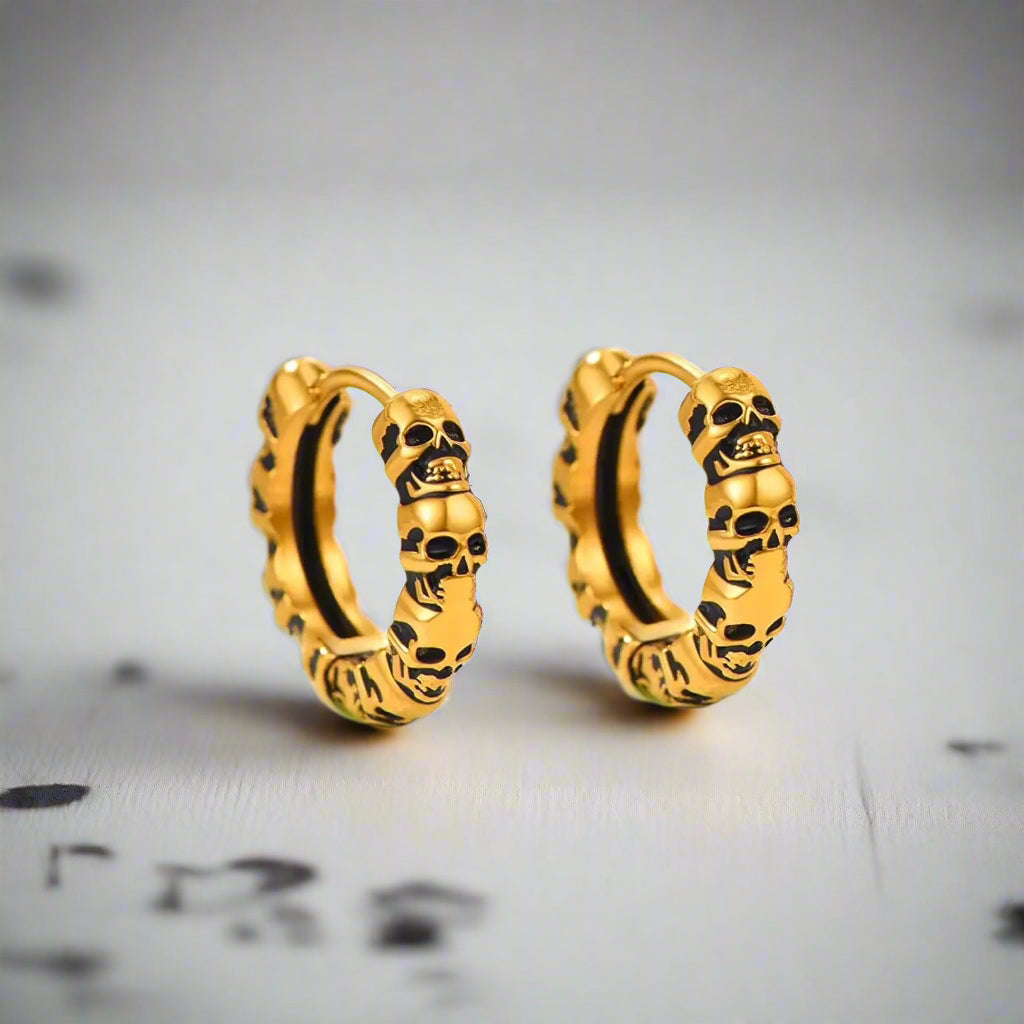 Multiple Skull Gothic Unisex Hoop Earrings