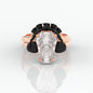 My Ever After Ring - Coffin Cut Diamond with Skulls, Bat and Roses Promise Ring