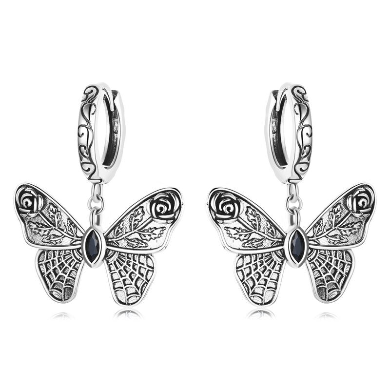Mysterious Rose Butterfly & Coffin Gothic Earrings