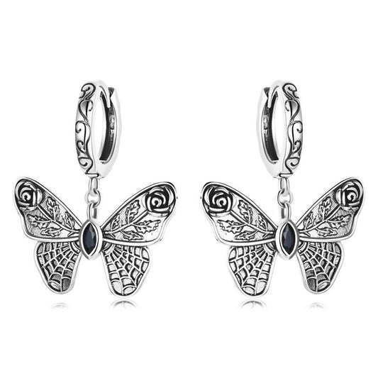 Mysterious Rose Butterfly & Coffin Gothic Earrings