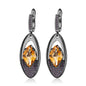 Natural Citrine Gemstone Gothic Drop Earrings