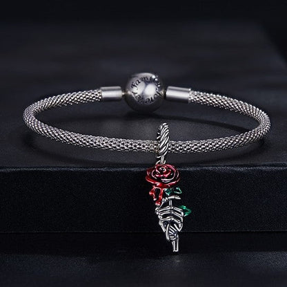 Neo-Gothic Skull & Enamel Blood Roses Charms