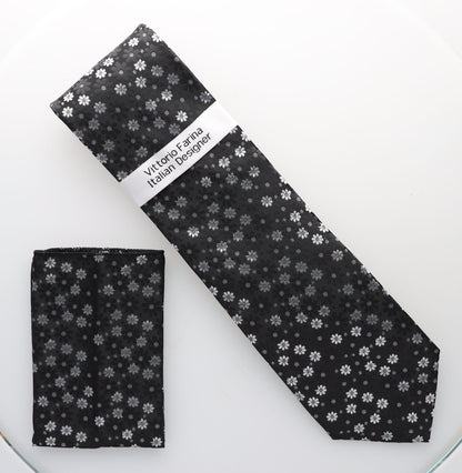 Vittorio Farina Men's Floral Design Necktie & Pocket Square