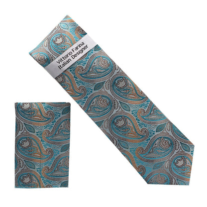 Vittorio Farina Men's Paisley Design Necktie & Pocket Square