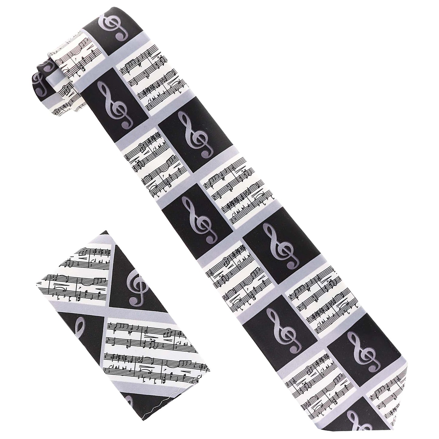 Vittorio Farina Men's Red and Gold Trombone Musical Necktie and Pocket Square