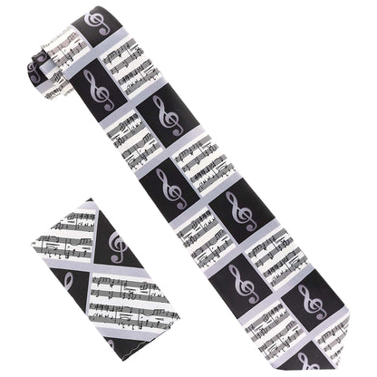 Vittorio Farina Men's Red and Gold Trombone Musical Necktie and Pocket Square
