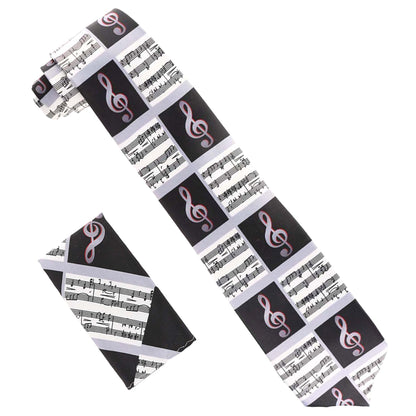 Vittorio Farina Men's Red and Gold Trombone Musical Necktie and Pocket Square