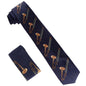 Vittorio Farina Men's Red and Gold Trombone Musical Necktie and Pocket Square