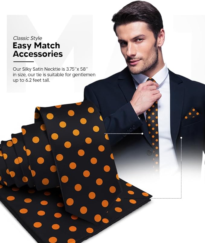 Vittorio Farina Men's Polka Dot Satin Necktie & Pocket Square