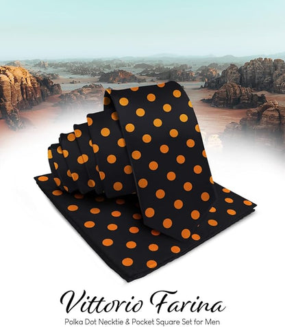 Vittorio Farina Men's Polka Dot Satin Necktie & Pocket Square