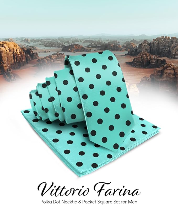 Vittorio Farina Men's Polka Dot Satin Necktie & Pocket Square