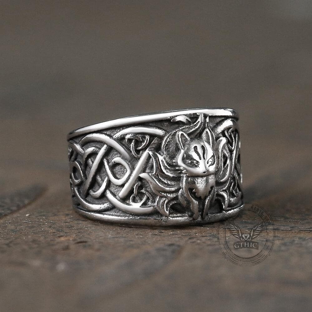 Nine-Tailed Fox Celtic Knot Stainless Steel Ring
