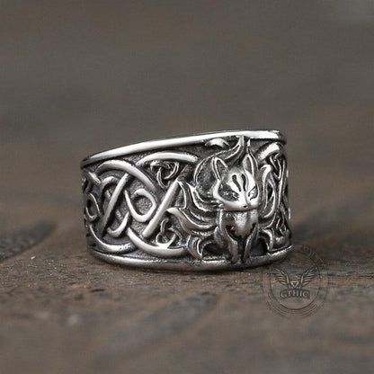 Nine-Tailed Fox Celtic Knot Stainless Steel Ring