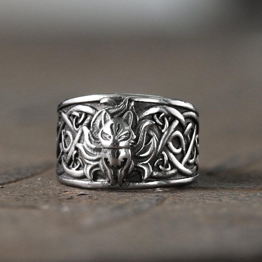Nine-Tailed Fox Celtic Knot Stainless Steel Ring