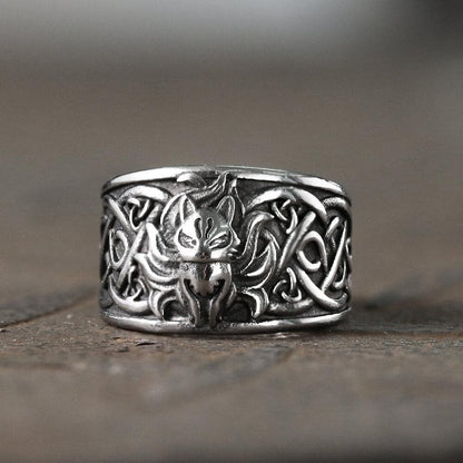 Nine-Tailed Fox Celtic Knot Stainless Steel Ring