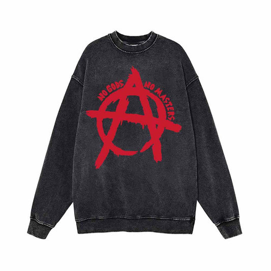 No Gods No Masters Graphic Vintage Washed Sweatshirt