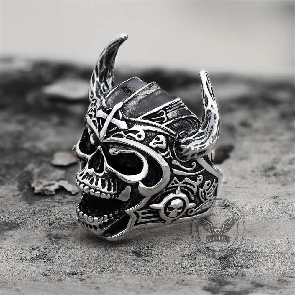 Nordic God of War Viking Warrior Skull Ring