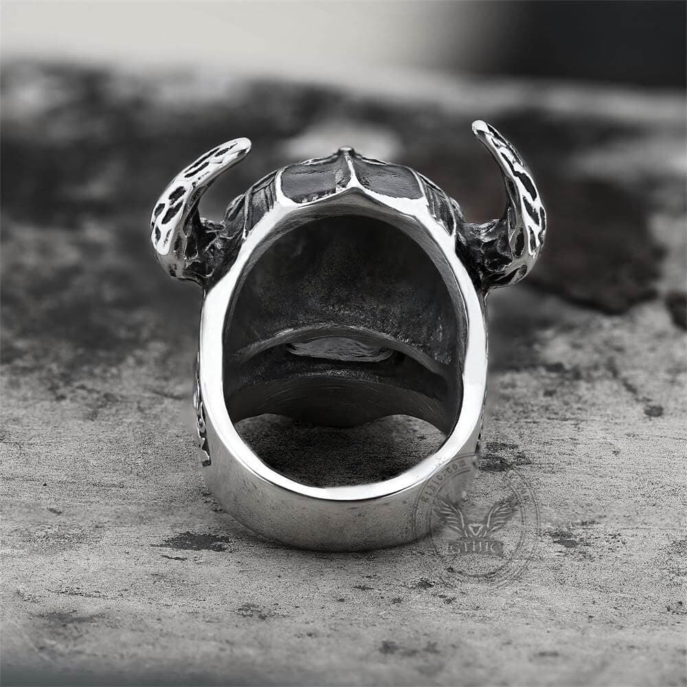 Nordic God of War Viking Warrior Skull Ring