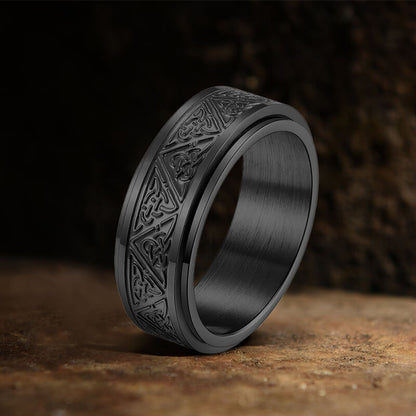 Nordic Celtic Triangle Knot Stainless Steel Spinner Ring