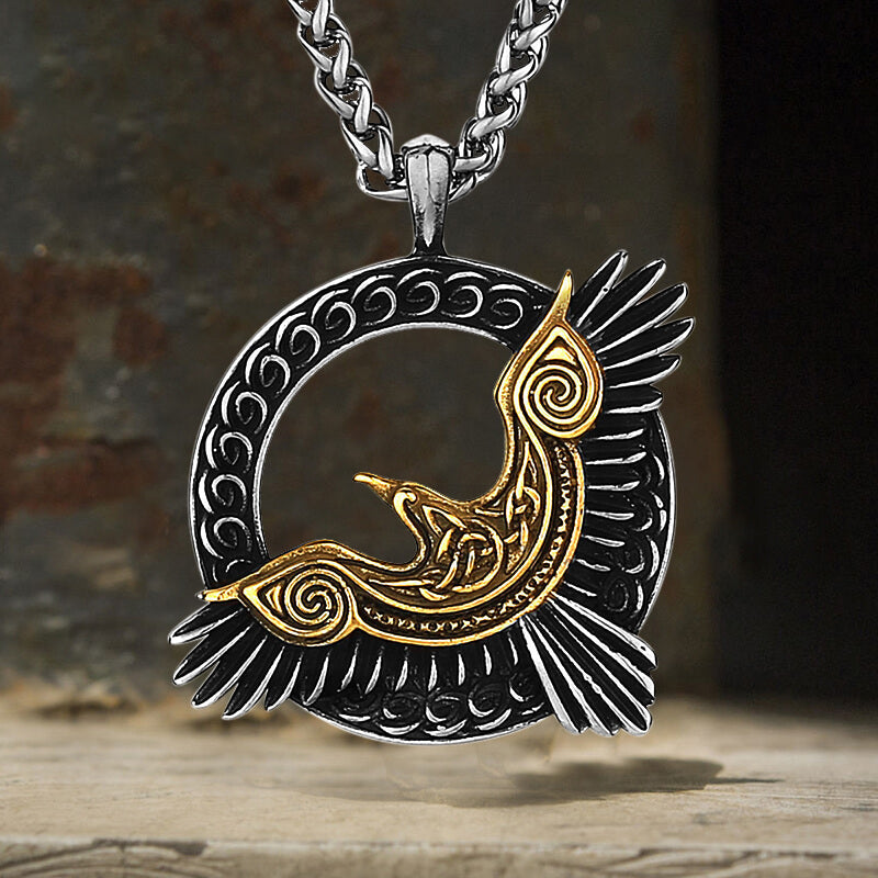 Nordic Odin Raven Stainless Steel Viking Pendant