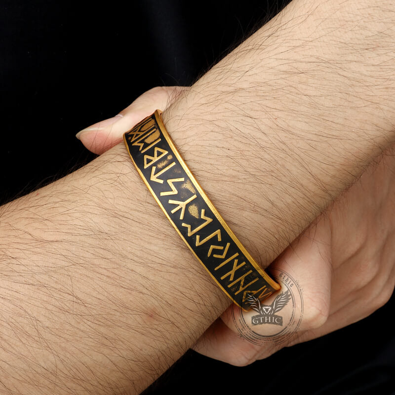 Nordic Rune Stainless Steel Viking Cuff Bracelet