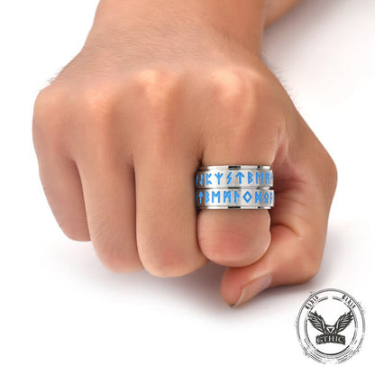 Nordic Viking Rune Luminous Stainless Steel Spinner Ring