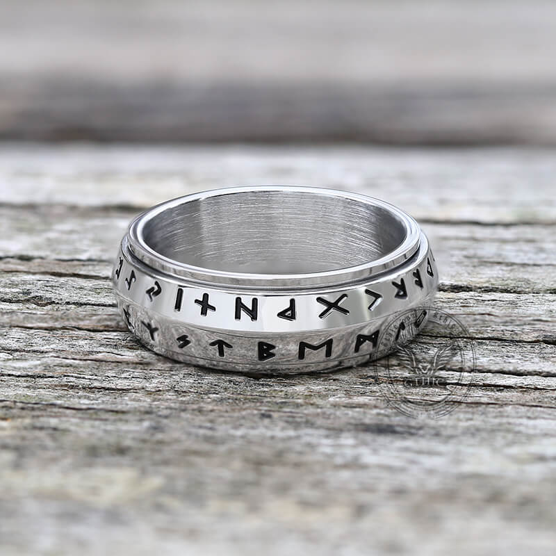 Nordic Viking Runes Stainless Steel Spinner Ring