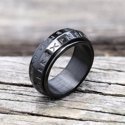 Nordic Viking Runes Stainless Steel Spinner Ring