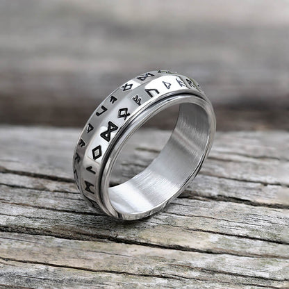 Nordic Viking Runes Stainless Steel Spinner Ring
