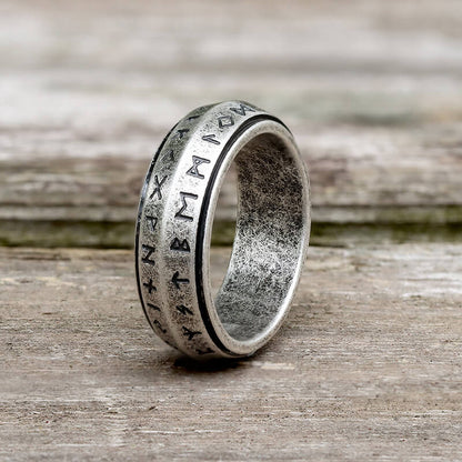 Nordic Viking Runes Stainless Steel Spinner Ring