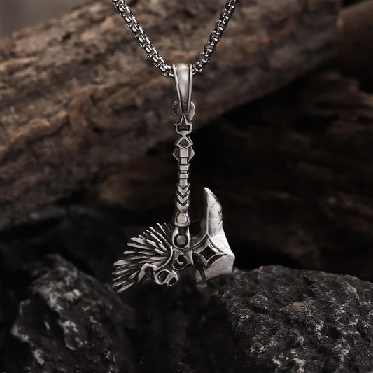 Nordic Viking Tomahawk Pure Tin Necklace