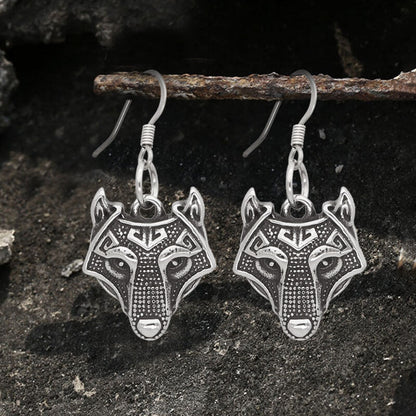 Nordic Wolf Stainless Steel Viking Earring