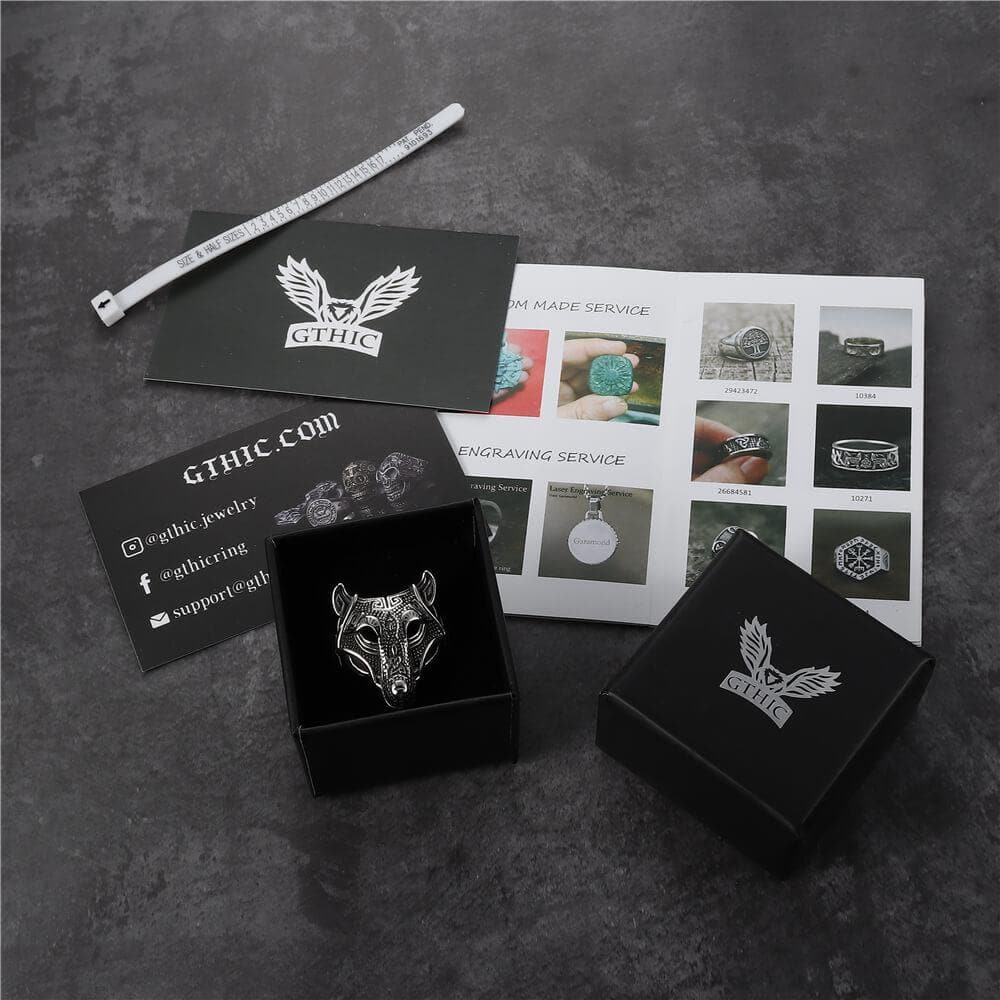 Nordic Wolf Stainless Steel Viking Ring
