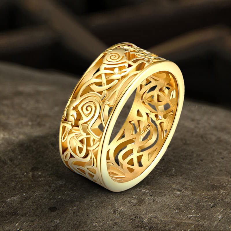 Norse Cletic Wolf Stainless Steel Viking Ring