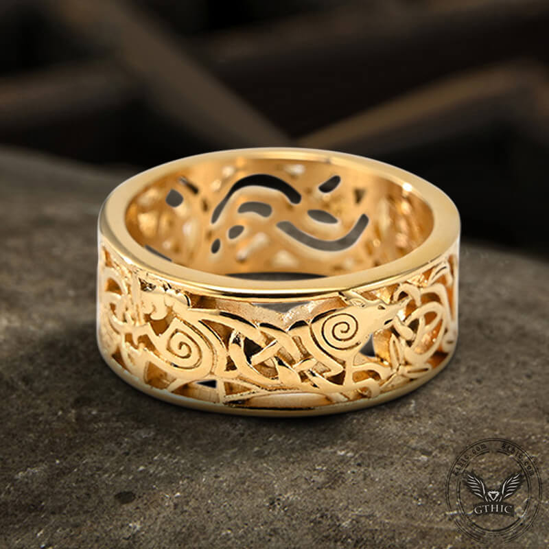 Norse Cletic Wolf Stainless Steel Viking Ring