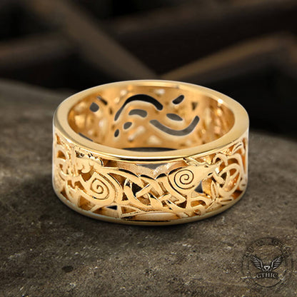 Norse Cletic Wolf Stainless Steel Viking Ring
