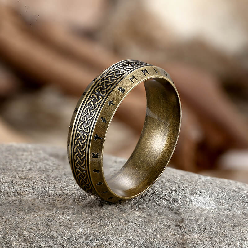 Norse Runes Celtic Knot Stainless Steel Viking Ring