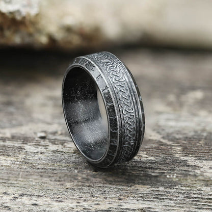 Norse Runes Celtic Knot Stainless Steel Viking Ring