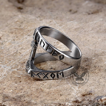 Norse Runes Thor’s Hammer Stainless Steel Ring