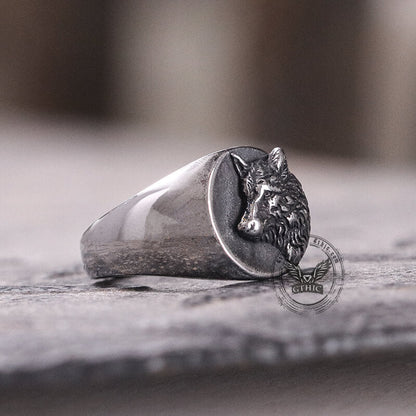 Norse Wolf Stainless Steel Animal Ring
