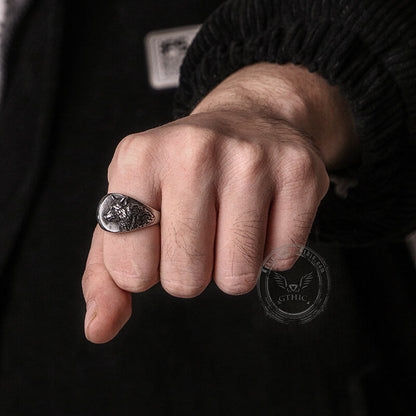Norse Wolf Stainless Steel Animal Ring
