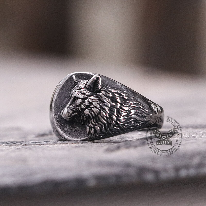 Norse Wolf Stainless Steel Animal Ring
