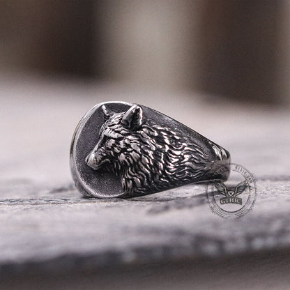 Norse Wolf Stainless Steel Animal Ring