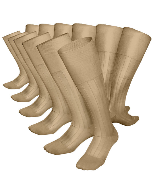Vittorio Farina Men's Ribbed Shear Nylon Over The Calf Dress Socks
