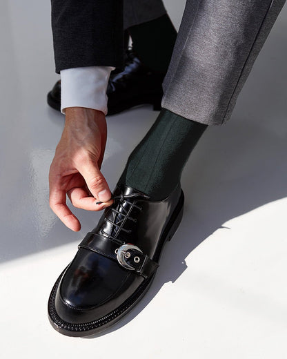 Vittorio Farina Men's Ribbed Shear Nylon Over The Calf Dress Socks