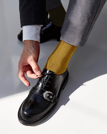 Vittorio Farina Men's Ribbed Shear Nylon Over The Calf Dress Socks